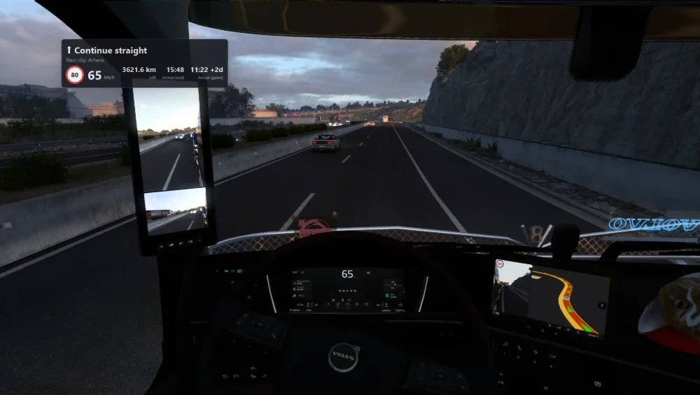 The Truck Dash overlay on top of Euro Truck Simulator 2
