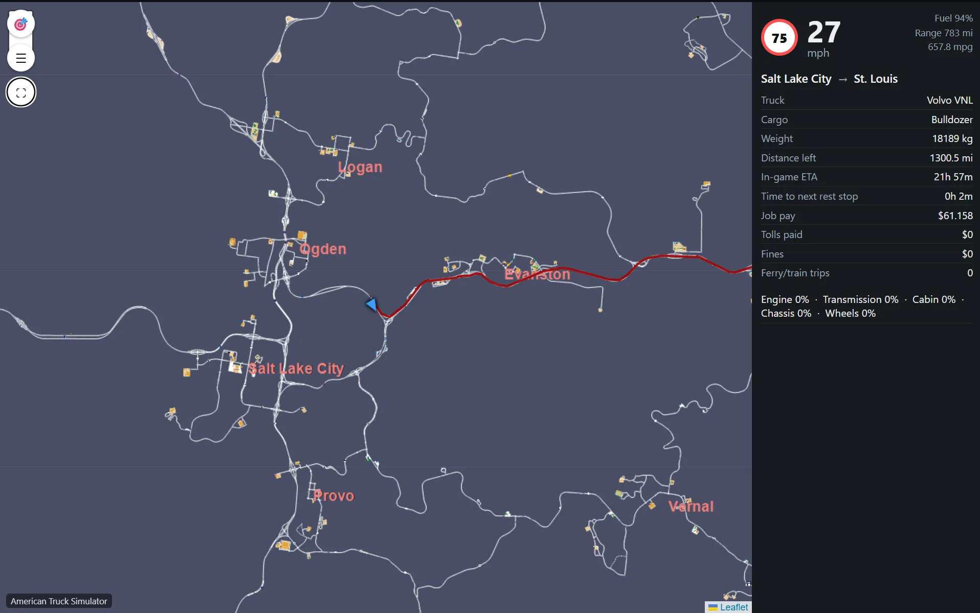 Truck Dash live dashboard on desktop