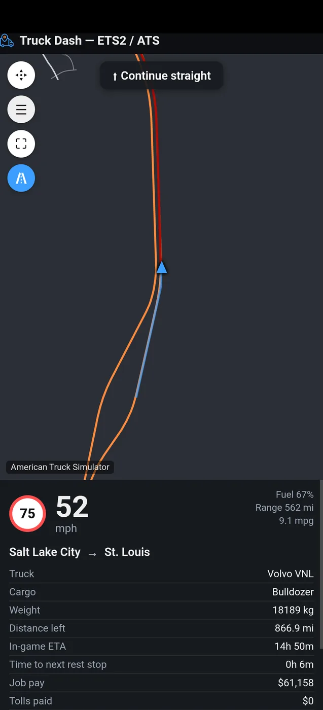 Truck Dash GPS navigation mode, zoomed out